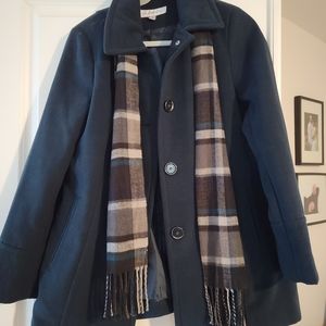 Liz Claiborne navy coat with scarf